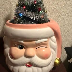 Pink retro nostalgic Santa Claus Planter